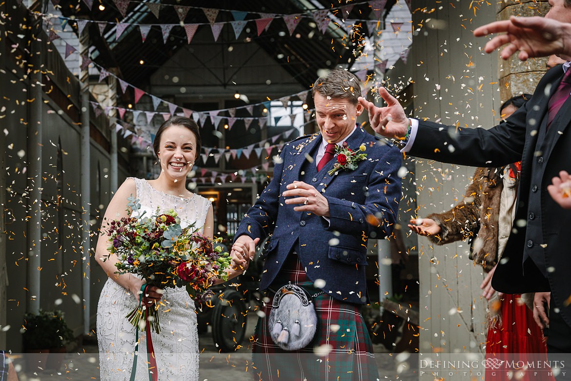 confetti exit bride groom barn wedding ceremony authentic natural unposed journalistic documentary photography wyresdale_park real_moments emotions surrey photojournalistic photographer
