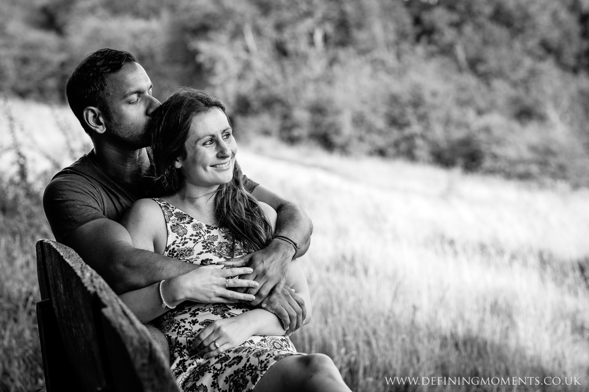 close-up image in black and white of surrey couples photo session engagement love pre-wedding documentary photographer wedding proposal  shoot natural contemporary outdoor photography