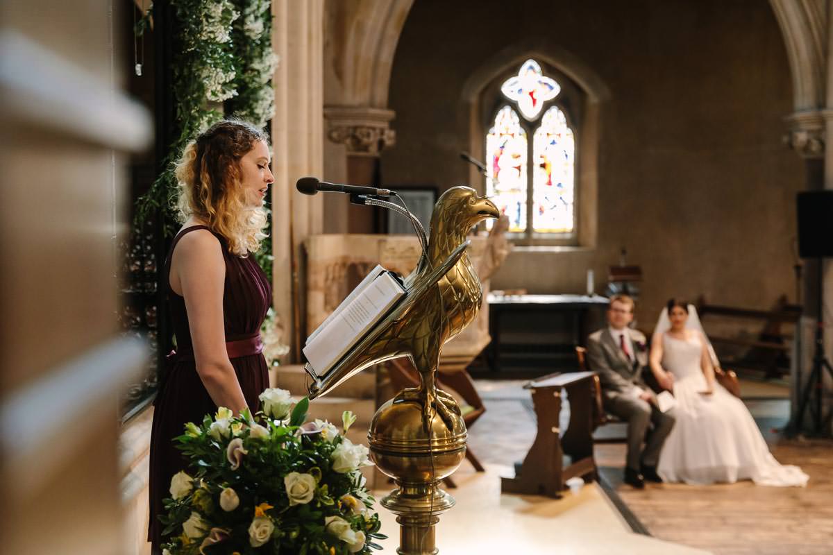 reading during wedding ceremony st._John church redhill surrey documentary wedding photographer natural authentic journalistic photography 