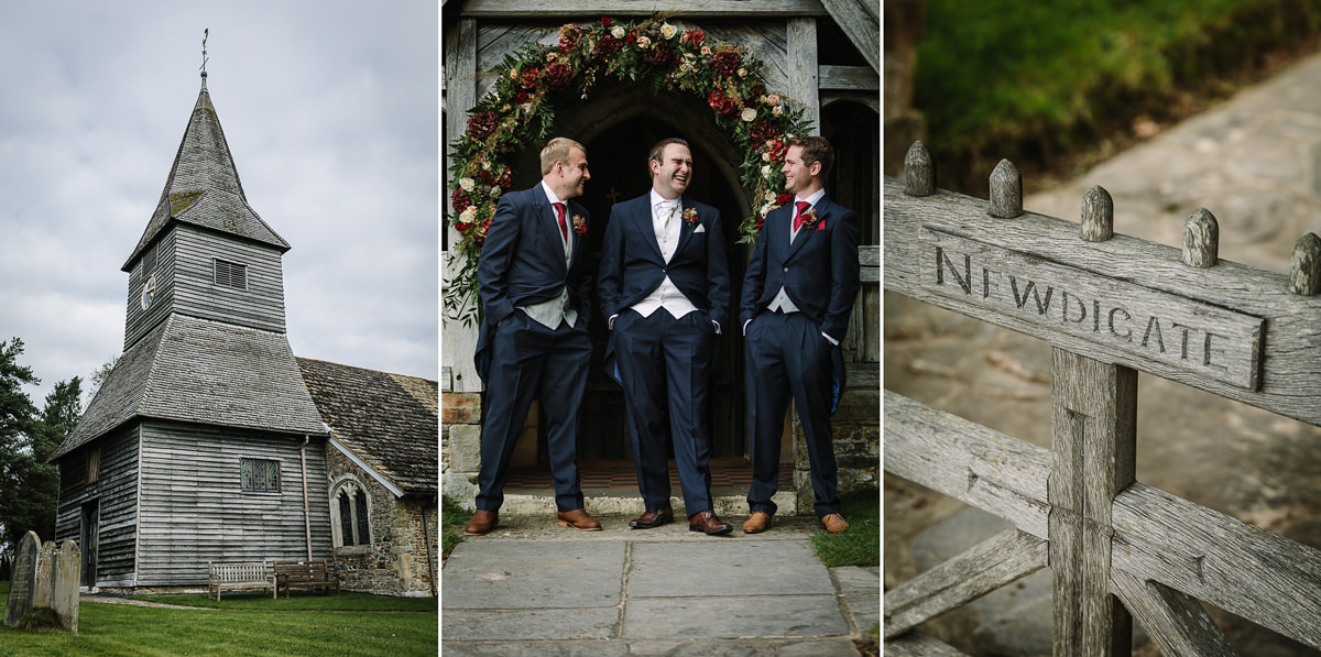groom and best men at st_peter church newdigate religious wedding ceremony natural and authentic wedding portraits by documentary wedding photographer guildford surrey and horsham west_sussex