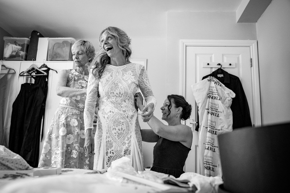 bride wedding preparations outdoor tipi wedding dorking surrey by documentary wedding photographer sussex for candid natural unposed authentic LGBTQ_friendly documentary photography