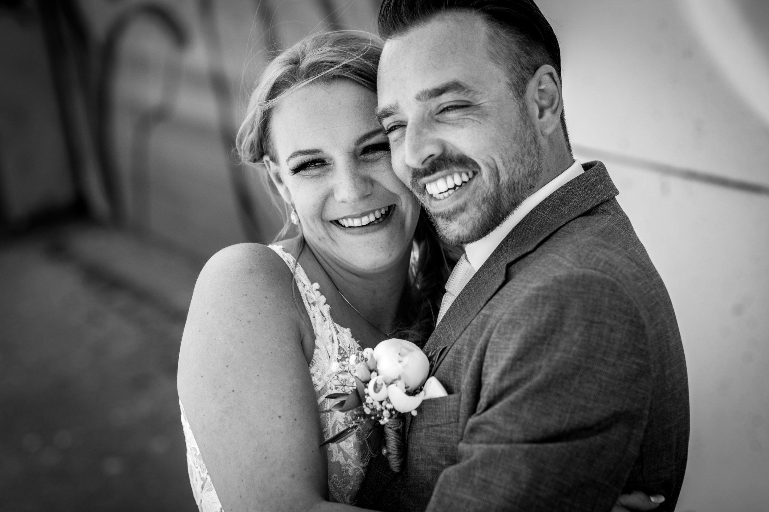 bride and groom portrait black_white image natural unposed candid wedding photography by LGBTQ_friendly documentary wedding photographer surrey sussex