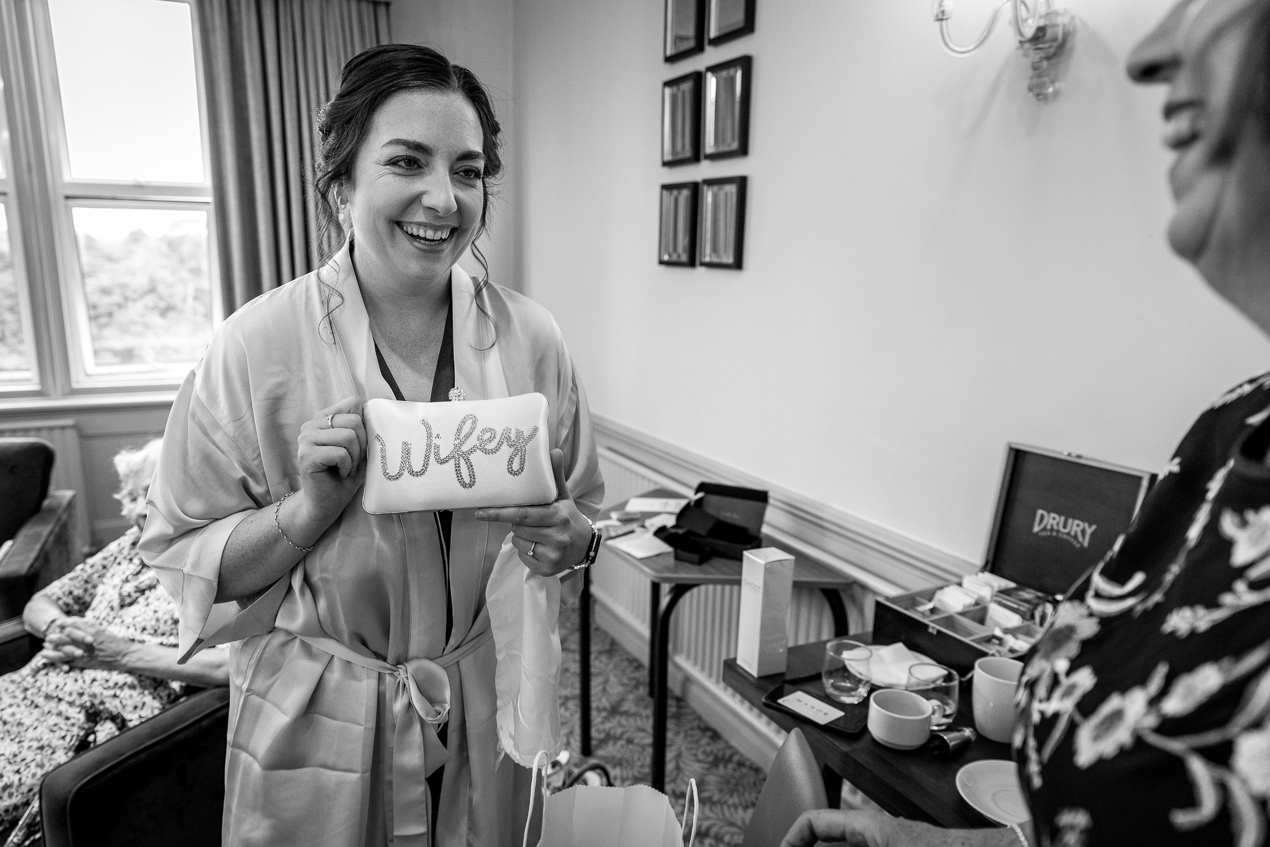 bridal prep black_white image at Hartsfield_Manor_wedding Surrey by documentary wedding photographer surrey for candid natural unposed authentic LGBTQ_friendly documentary photography