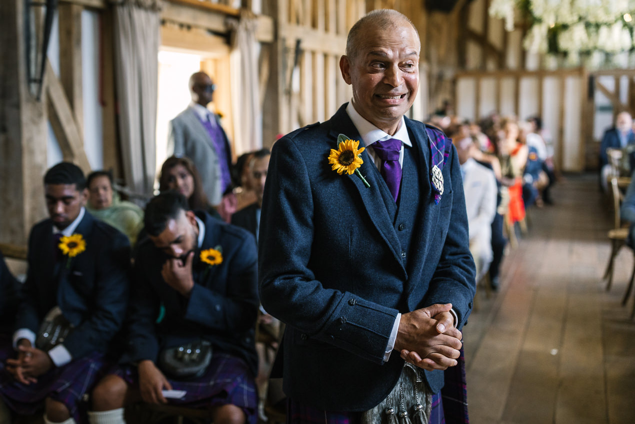 groom pre-ceremony jitters at gate_street_barn wedding storytelling wedding photography by documentary wedding photographer surrey sussex